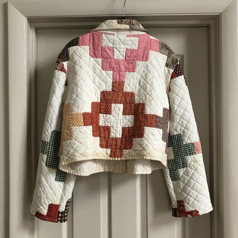 THE LUDLOW SHOP brand new rare 1800s friendship quilt crop coat small medium S/M - Picture 5 of 15